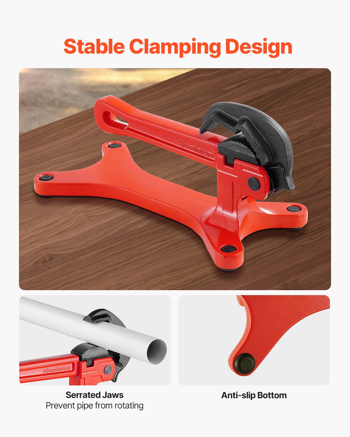 Lightweight Aluminum Pipe Vise 1/8 to 1-1/2 Capacity Portable Clamp Tool
