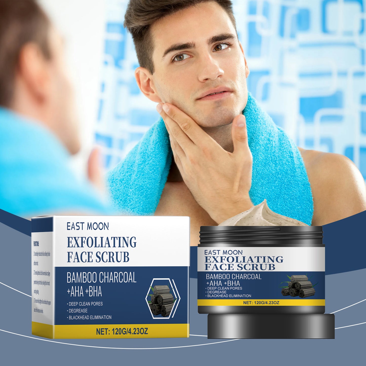 Charcoal Facial Scrub - Gentle Exfoliating Face Cleanser with Vitamin C
