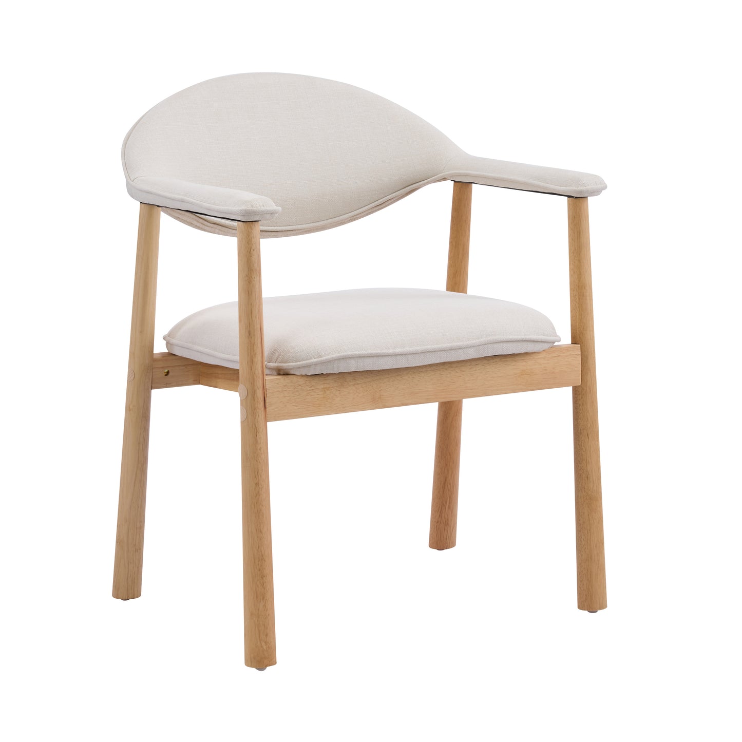 Beige Upholstered Dining Chairs with Curved Back - Set of 2