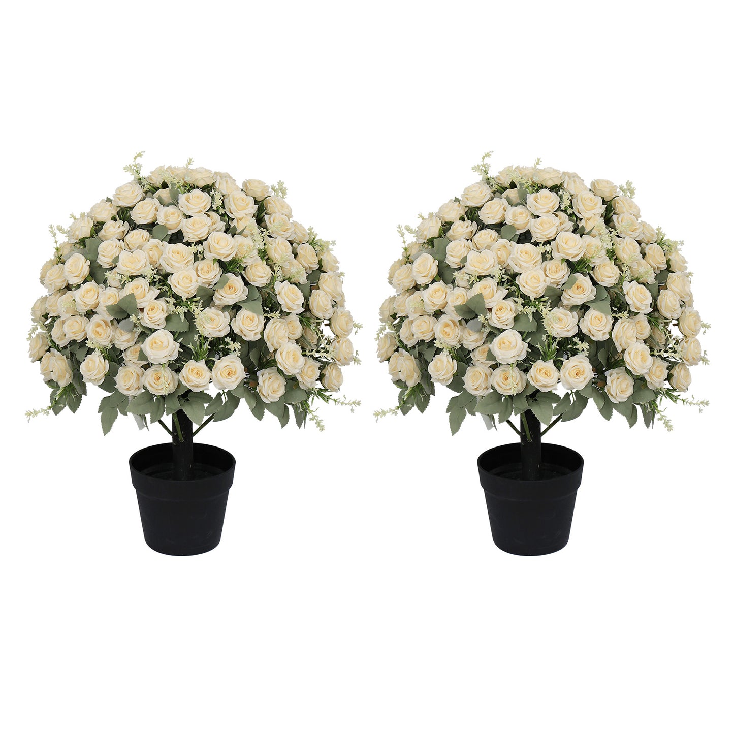 24-Inch Artificial Rose Plant - UV Resistant Faux Flowers in Pots