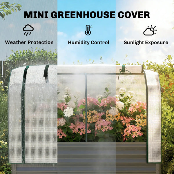 Raised Garden Bed with PE Greenhouse Cover - Dark Gray