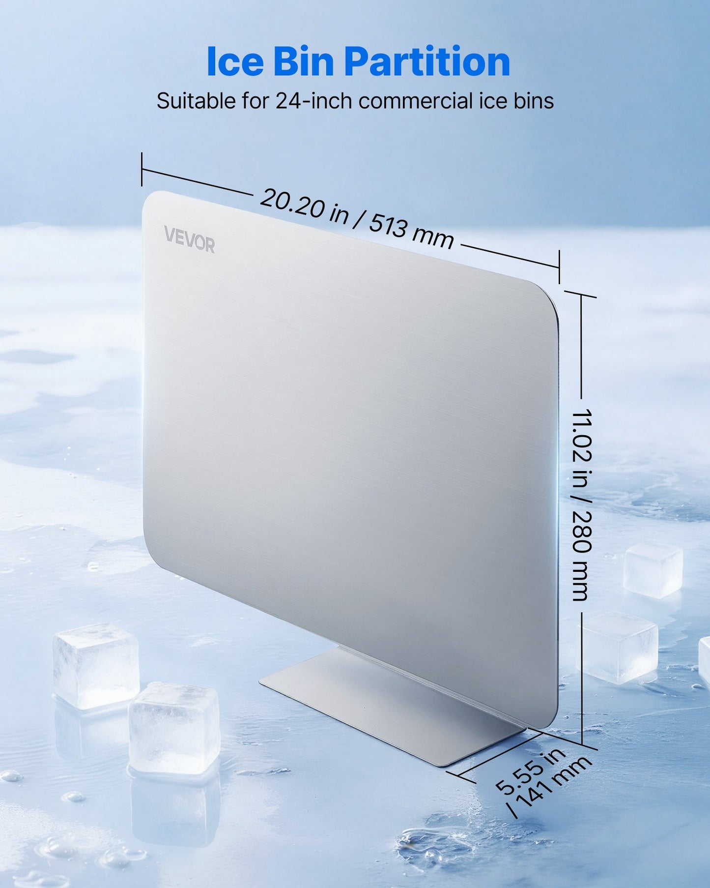 Stainless Steel Ice Bin Divider for 24-Inch Bar Ice Bins - Food Grade 304