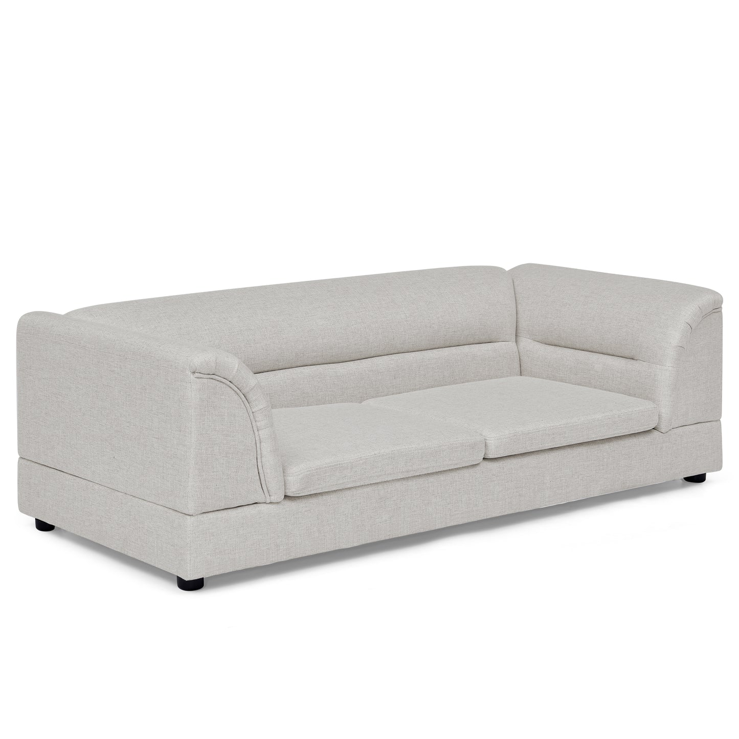 Oversized Pet Sofa Bed with Curved Armrest in Linen Fabric for Large Dogs - Beige