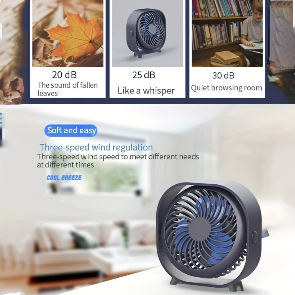 Rechargeable Desktop Mini Fan - Portable Quiet Cooling for Office & Home