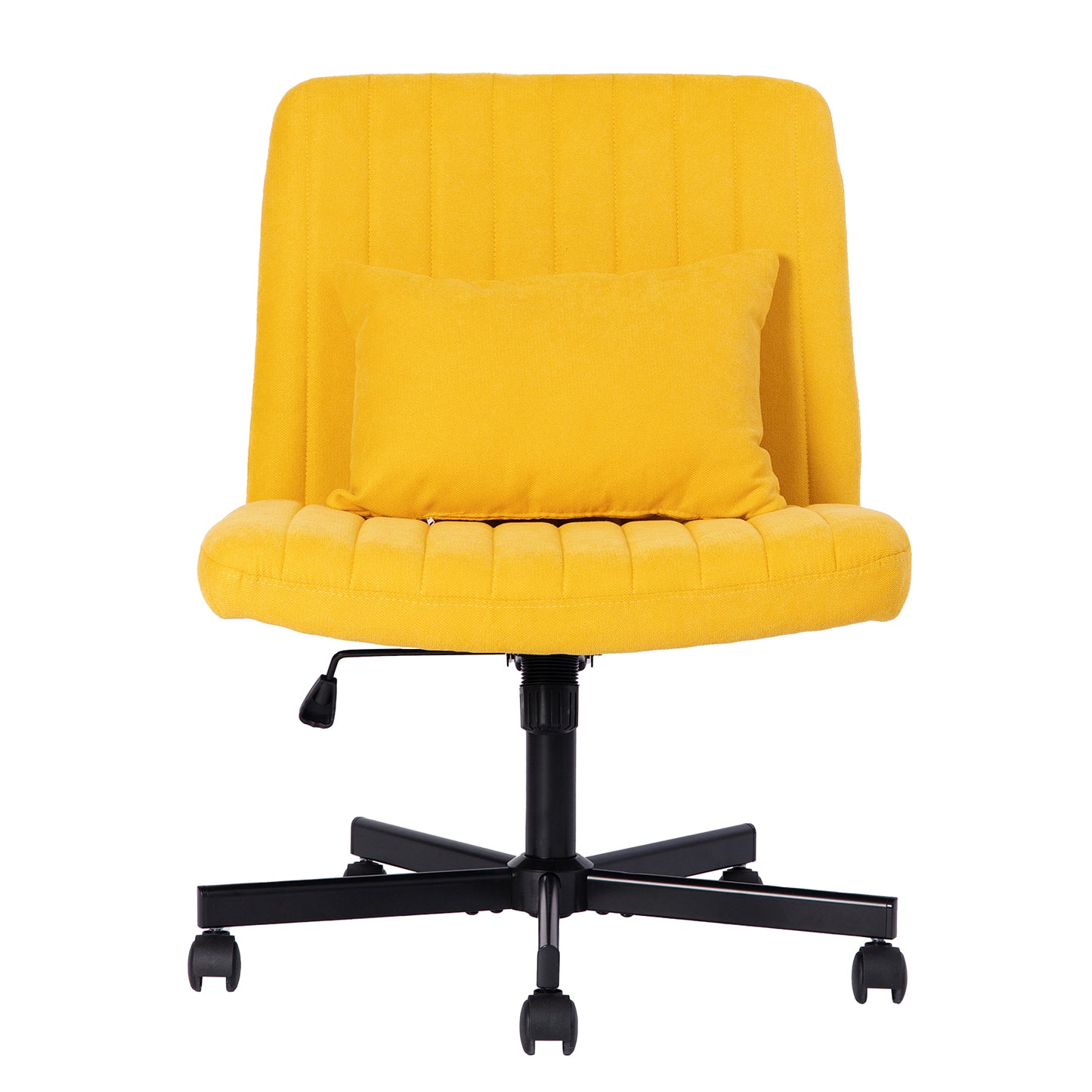 Yellow Linen Criss Cross Office Chair with Wheels - Ergonomic Design