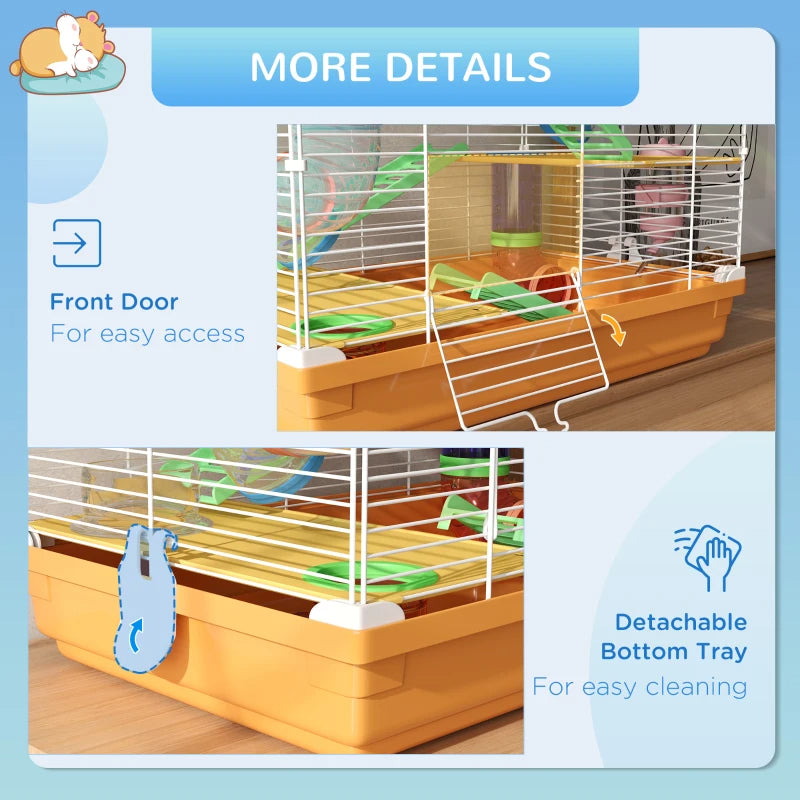 Portable 5-Tier Hamster Cage with Exercise Wheel and Tubes – Small Animal Habitat