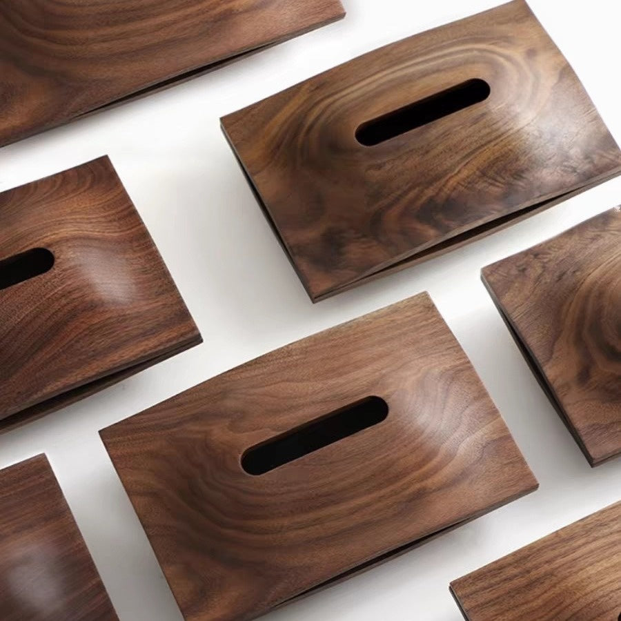Minimalist Solid Wood Tissue Box Holder for Desk or Bathroom