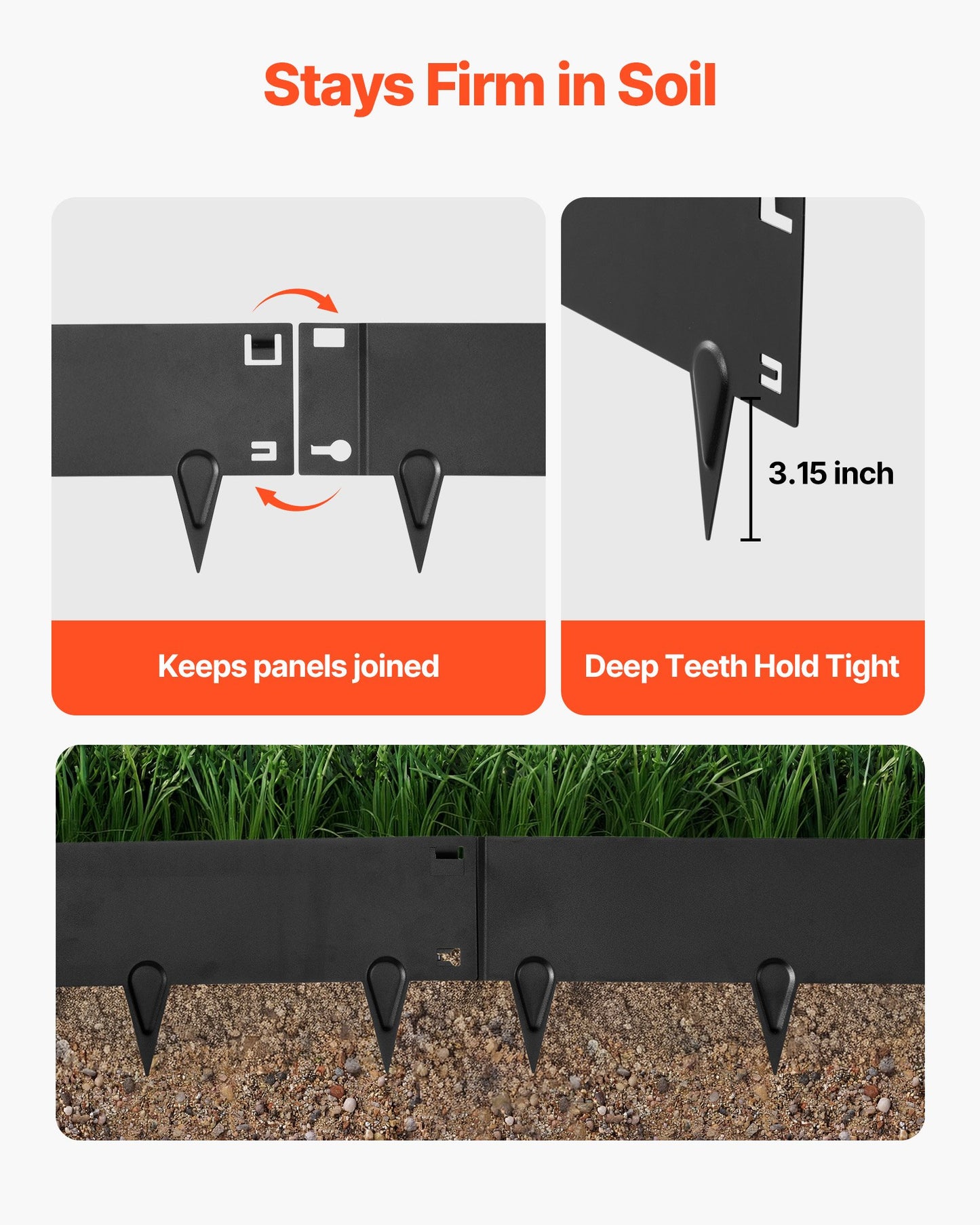 Heavy Duty Galvanized Steel Garden Edging 6-Pack - Easy Install Landscape Border for Flower Beds & Pathways
