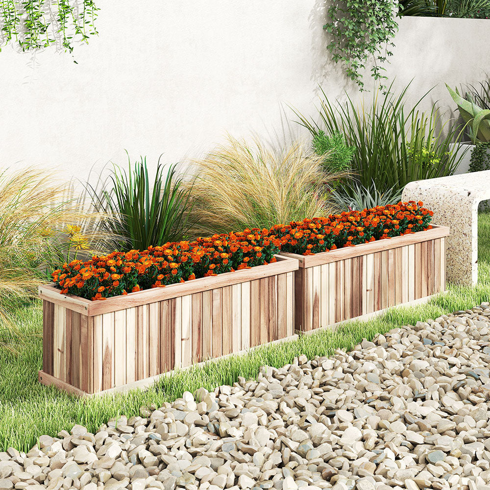Natural Acacia Wood Raised Garden Bed Planter Box - 36" x 12"