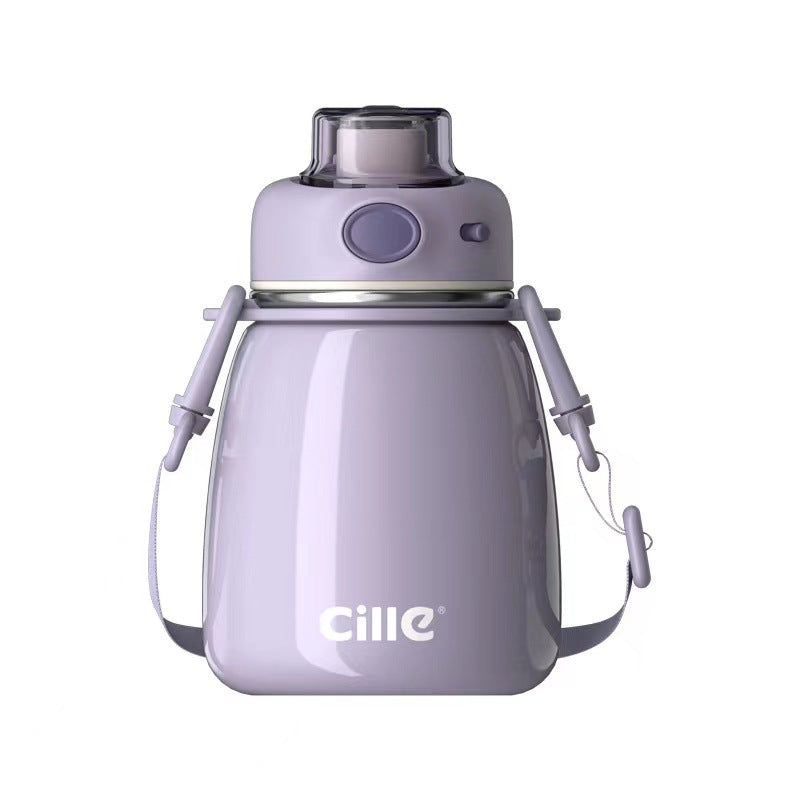 Insulation Travel Mug with Handle & Straw - 316 Stainless Steel, 600ml