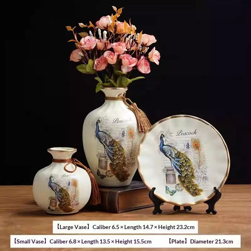 European-Style Ceramic Vase Decor Set - Modern Minimalist Home Accent