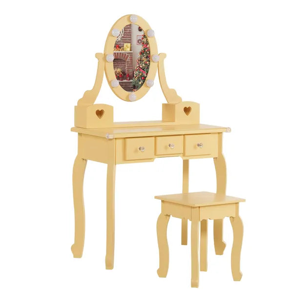 Kids Vanity Set with Mirror and Lights - Macaroon Orange