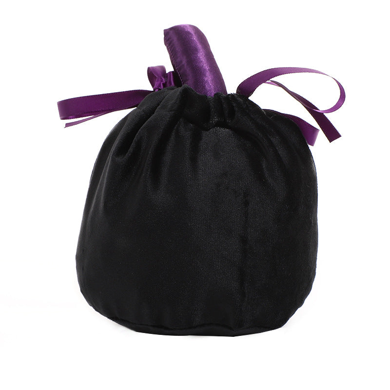 Velvet Pumpkin Candy Bag for Halloween Party - Festive Gift Bag