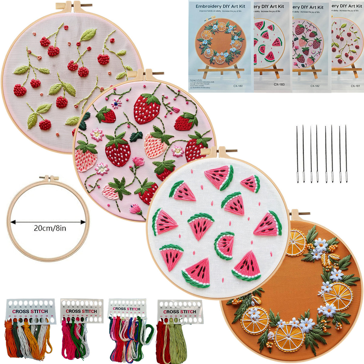 European Embroidery Material Pack with Embroidery Frame for Cross-Stitch Crafts