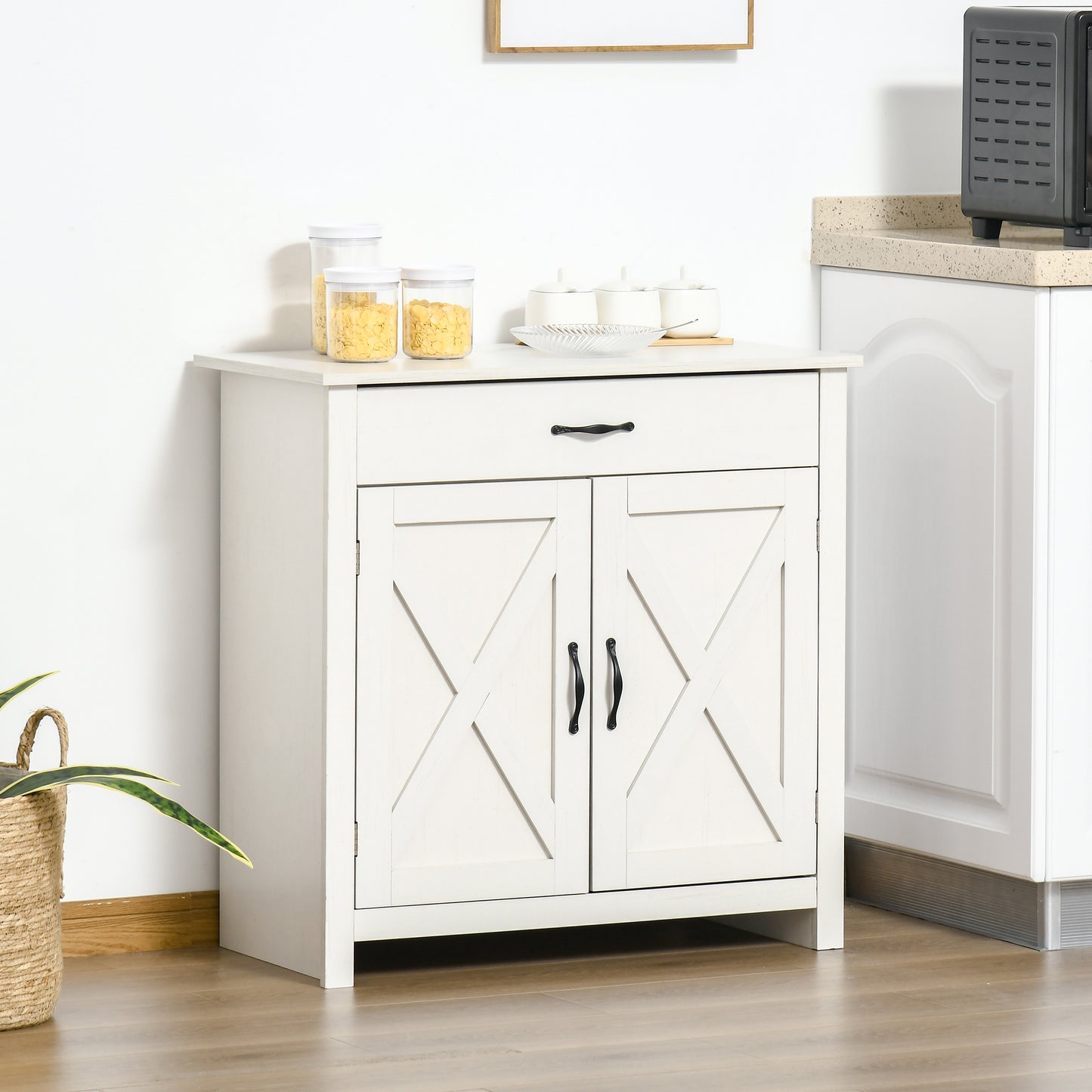 Farmhouse Sideboard Cabinet with Barn Doors Kitchen Buffet Drawer and