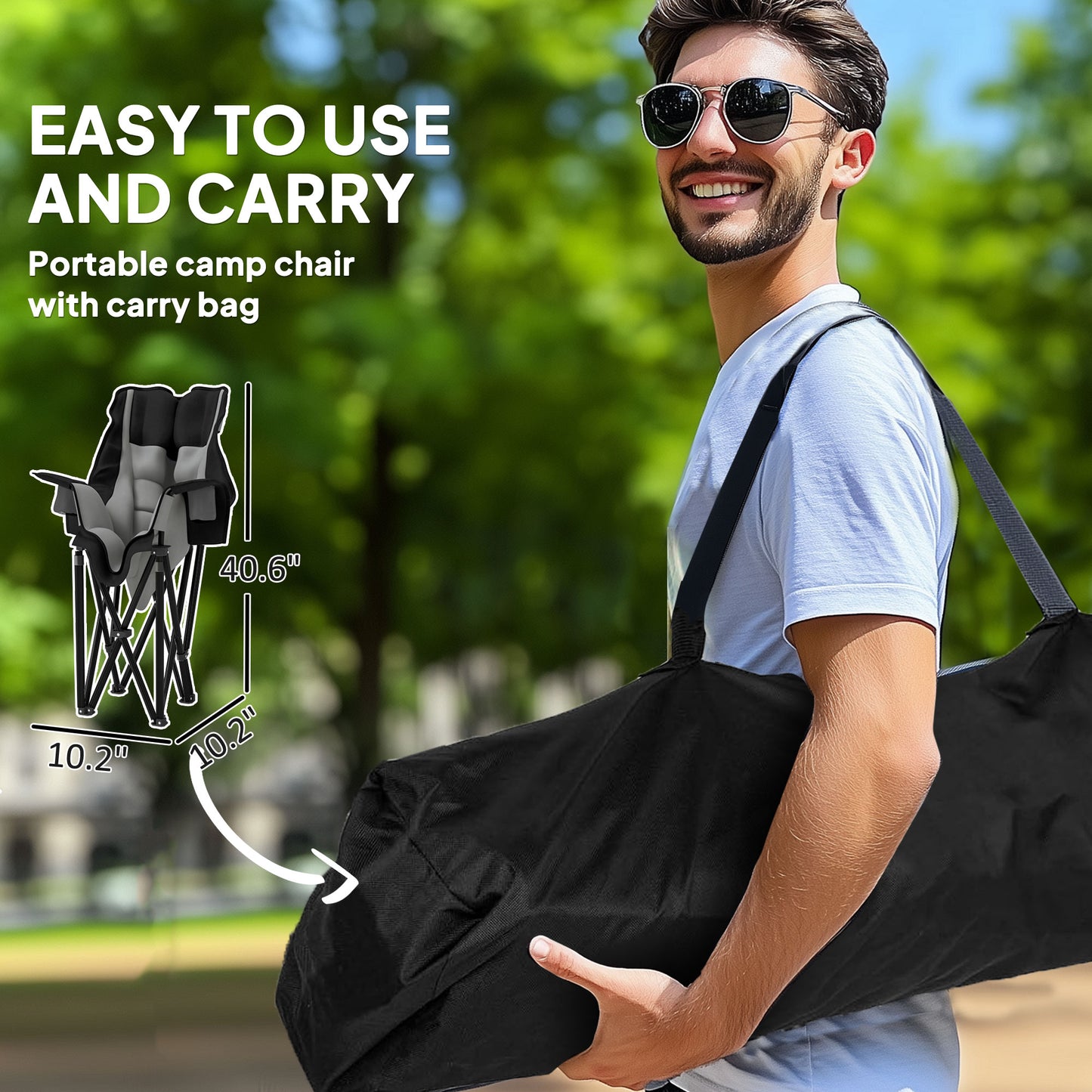 Portable Folding Camping Chair with Cup Holders & Side Pockets