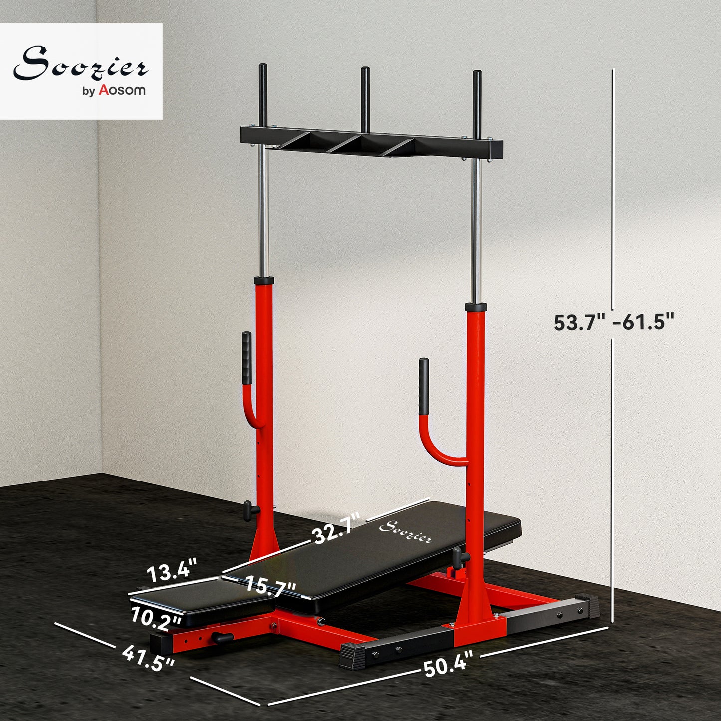 Vertical Leg Press Machine with Adjustable Positions - Red