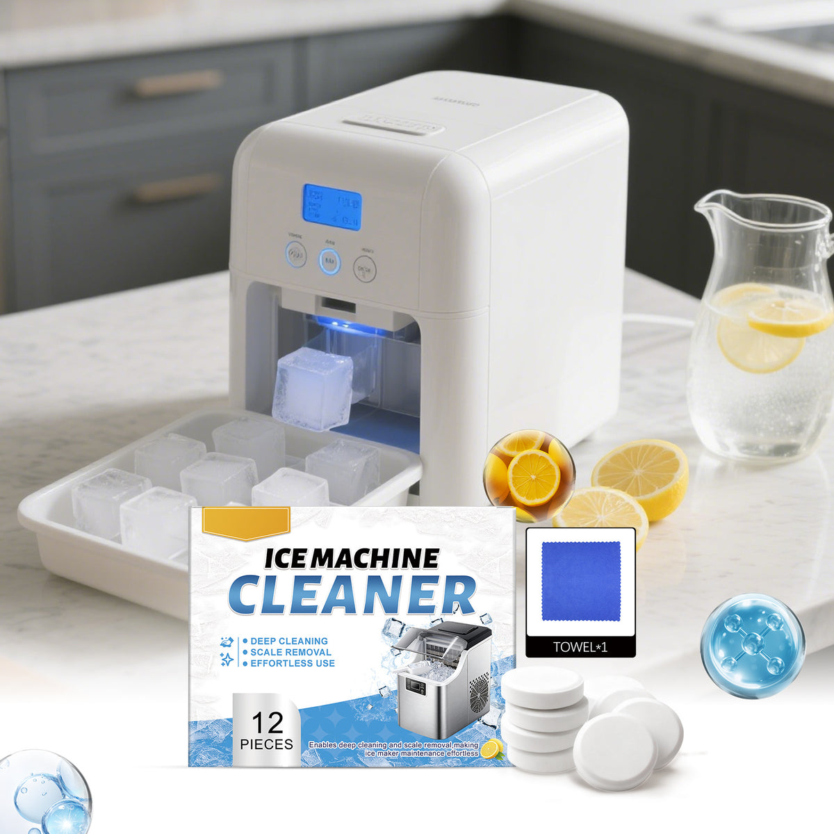 Ice Maker Cleaning Tablets - Remove Stains & Limescale, Gentle Daily Care