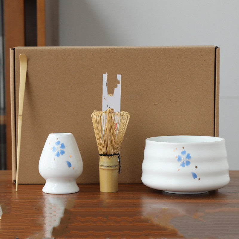 Japanese Matcha Tea Set with Ceramic & Bamboo Accessories - Multiple Colors