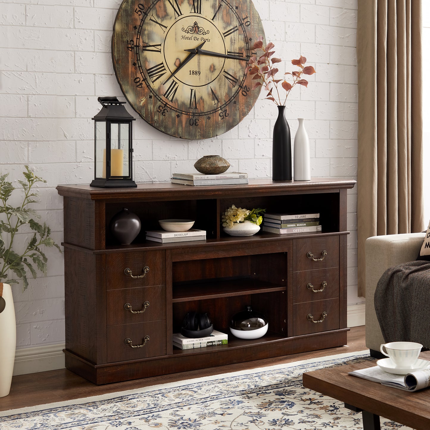 Retro TV Stand With Storage For TVs Up To 65 , Mid Century Modern &