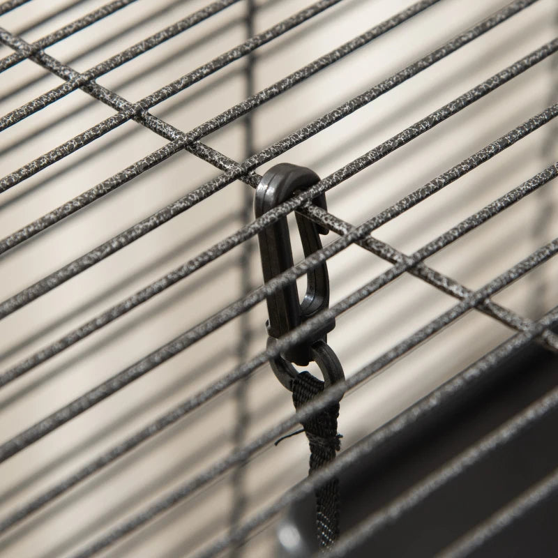 Small Animal Cage with Wheels, Multi-Tier Ferret and Chinchilla Habitat - Gray