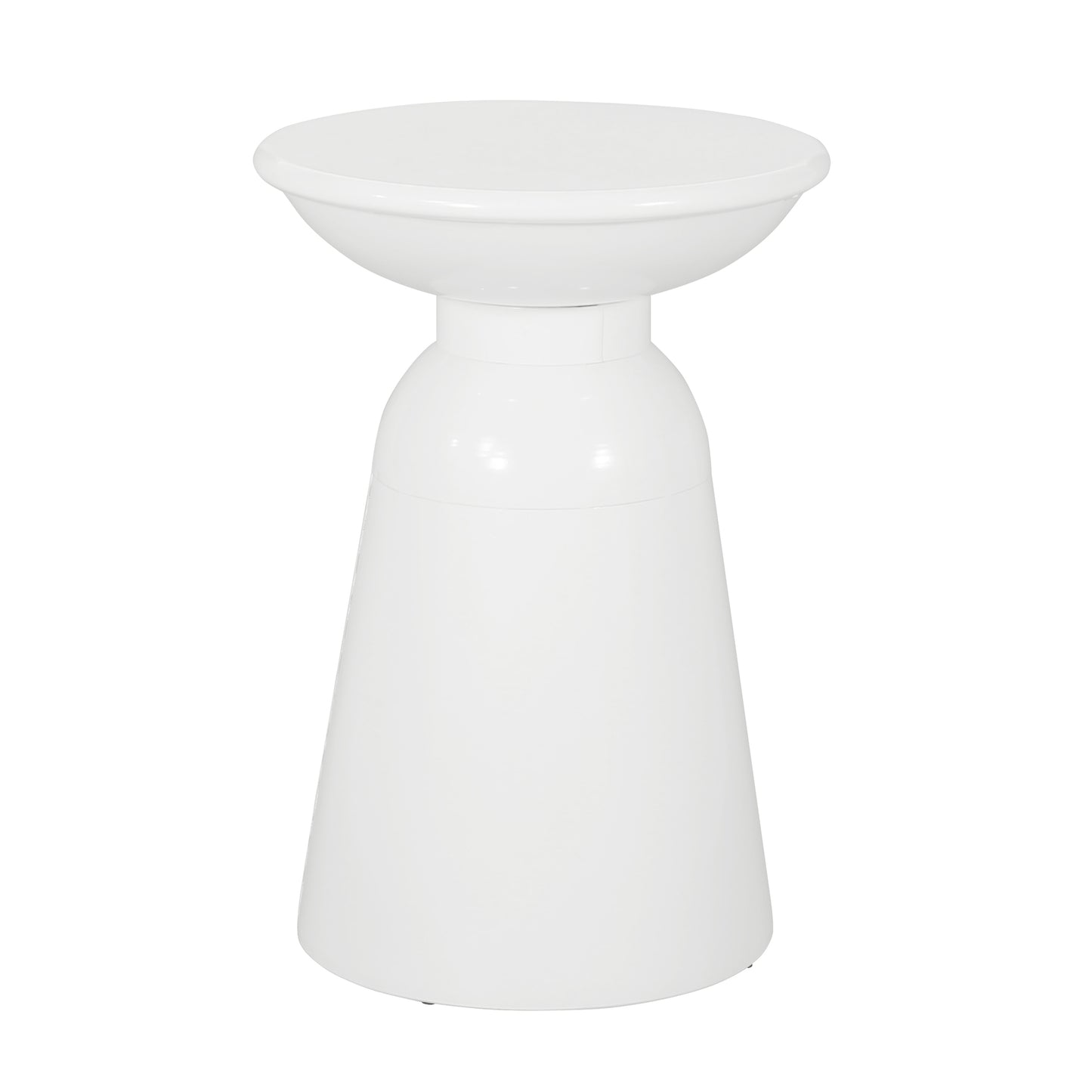 Large White Outdoor Metal End Table - Modern Design