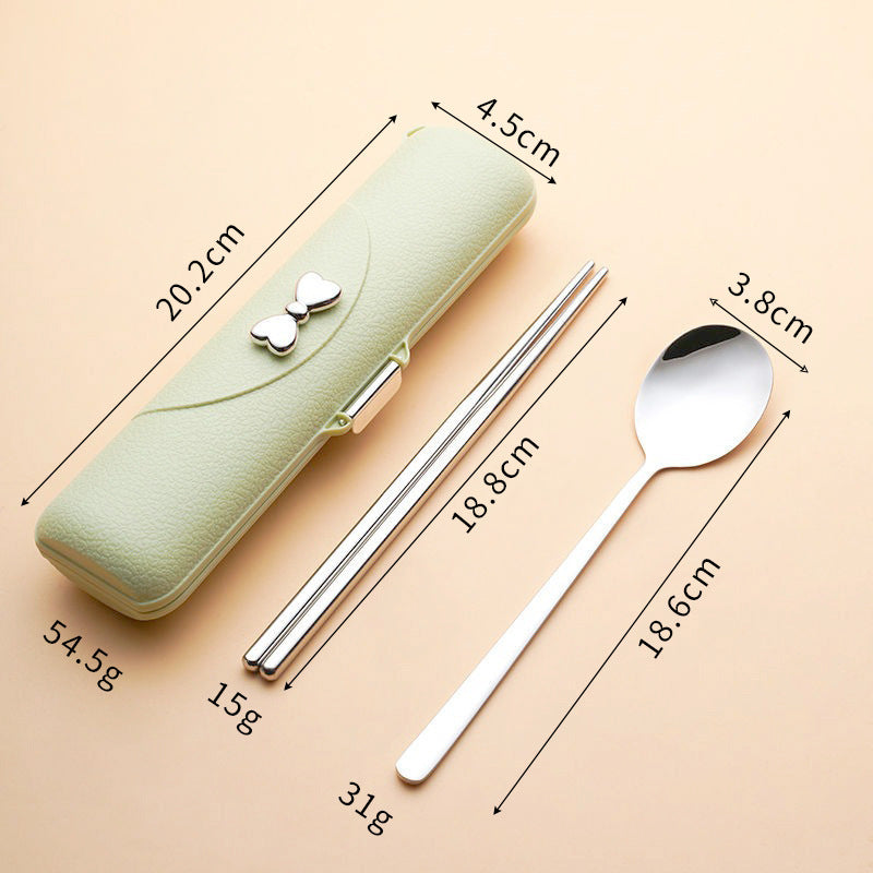Stainless Steel Portable Tableware Set with Chopsticks, Spoon & Fork