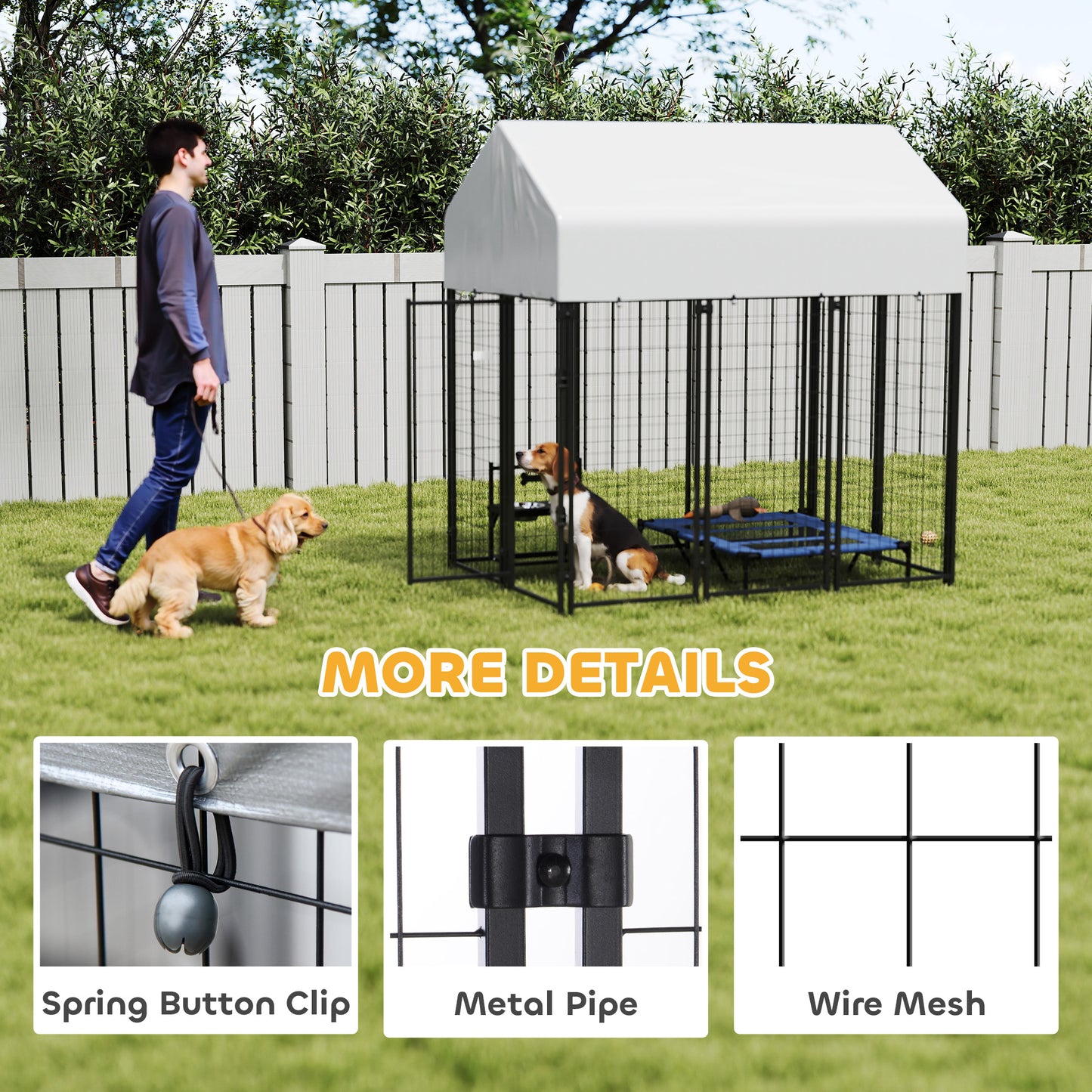 Heavy Duty Outdoor Dog Kennel with Roof, 6x4x6 Enclosure, Escape-proof Lock