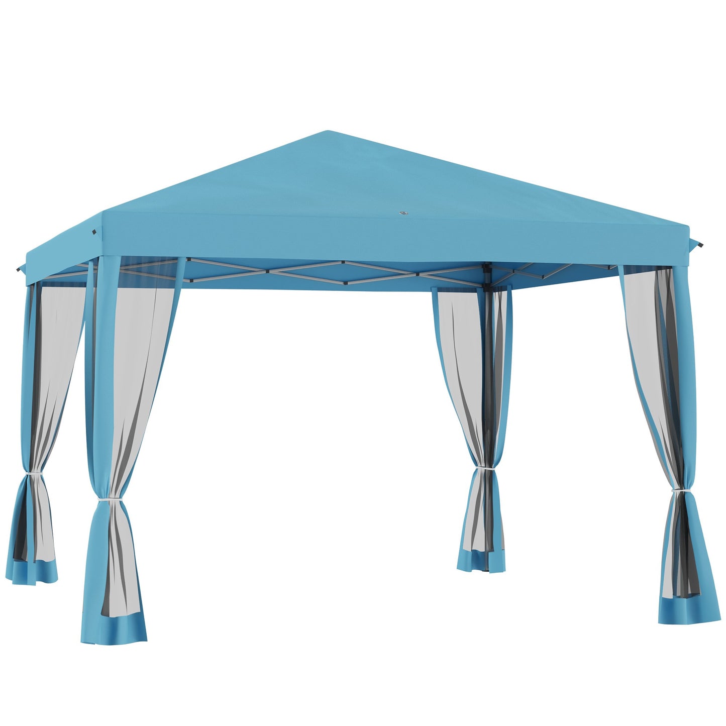 10x10 Pop Up Canopy Tent with Netting & Carry Bag - Light Blue