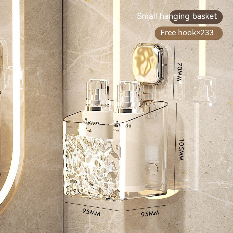 Hanging Bathroom Storage Basket Wall Mount Toilet Rack Punch-Free Multi-Purpose
