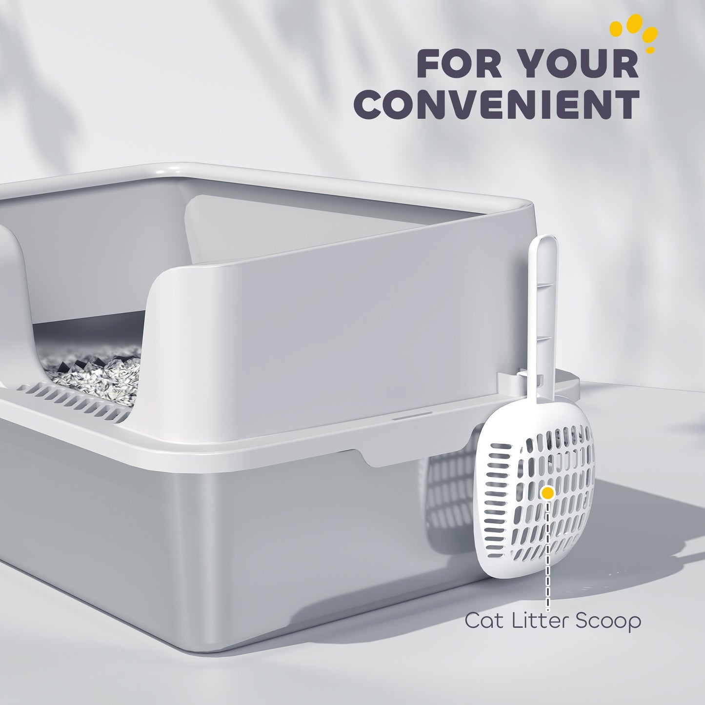 Large Cat Litter Box Stainless Steel with High Sides & Scoop - Easy Cleaning