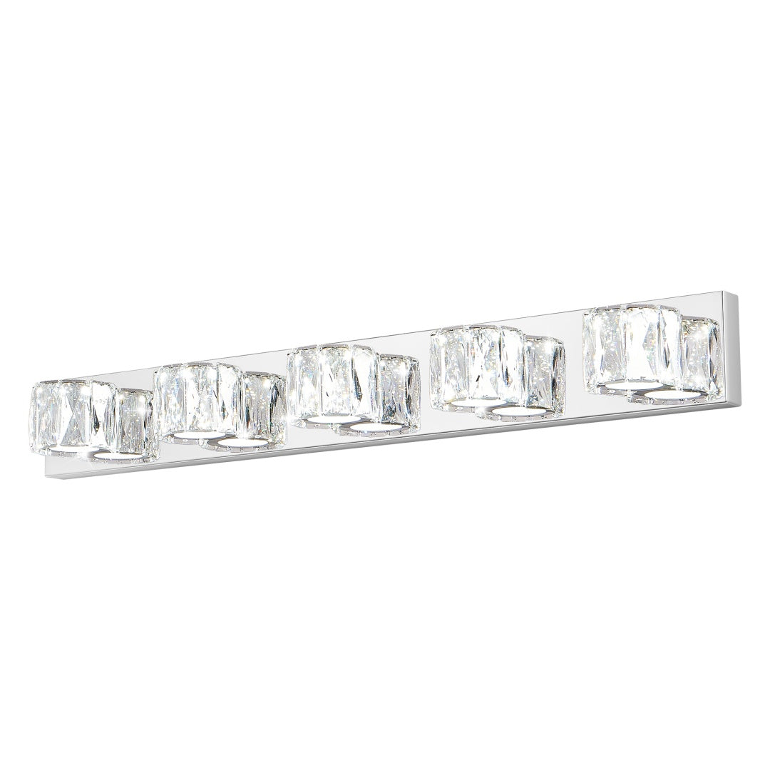 Modern 5-Light LED Wall Sconce - Chrome & Crystal Vanity Light