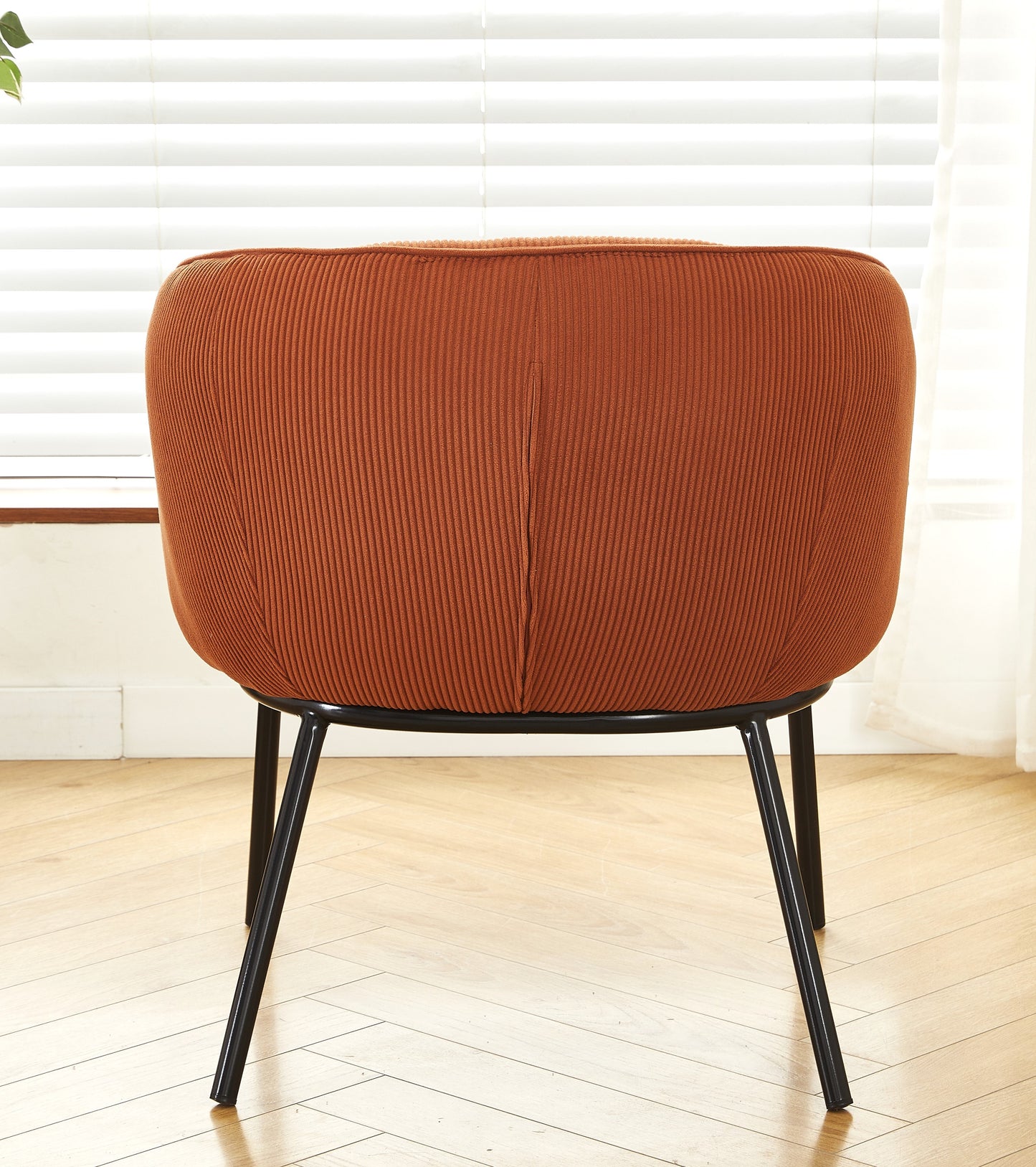 Modern Corduroy Accent Chair, Upholstered Armchair With Metal Legs,