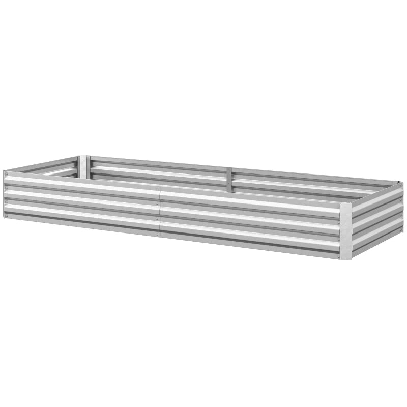 Metal Raised Planter Box - Galvanized Steel Garden Bed - Silver