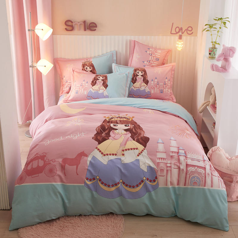Kids Cotton Cartoon Bedding Set - Boys Girls Bed Linen & Pillowcases