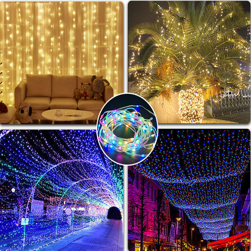 Outdoor RGB LED Rope Lights with Remote Control - 200 LEDs, Plug-In, Durable String Lighting