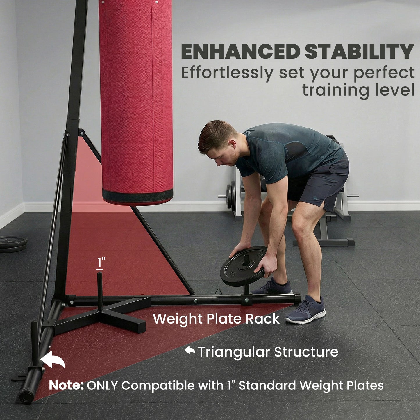 Adjustable Freestanding Punching Bag Stand with Canvas Bag - Red