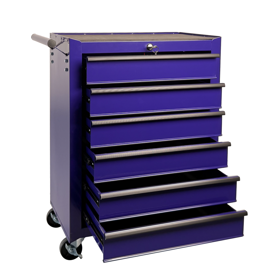 Rolling Metal Tool Chest with 6 Drawers - 20" Steel Storage - Purple