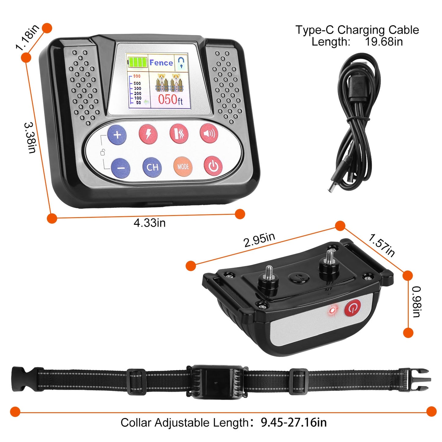 Wireless Dog Training Collar with 0-9 Levels, Beep Vibration Shock, Waterproof, 990Ft Range