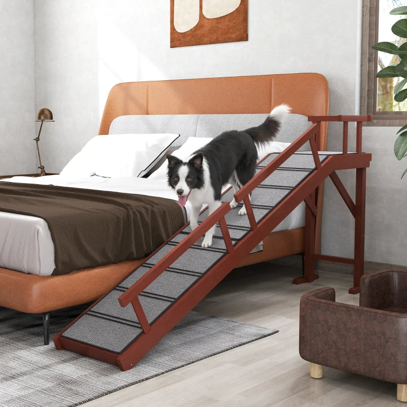 Wooden Dog Ramp with Removable Guardrails, Non-Slip Surface - Supports Up to 88 lbs