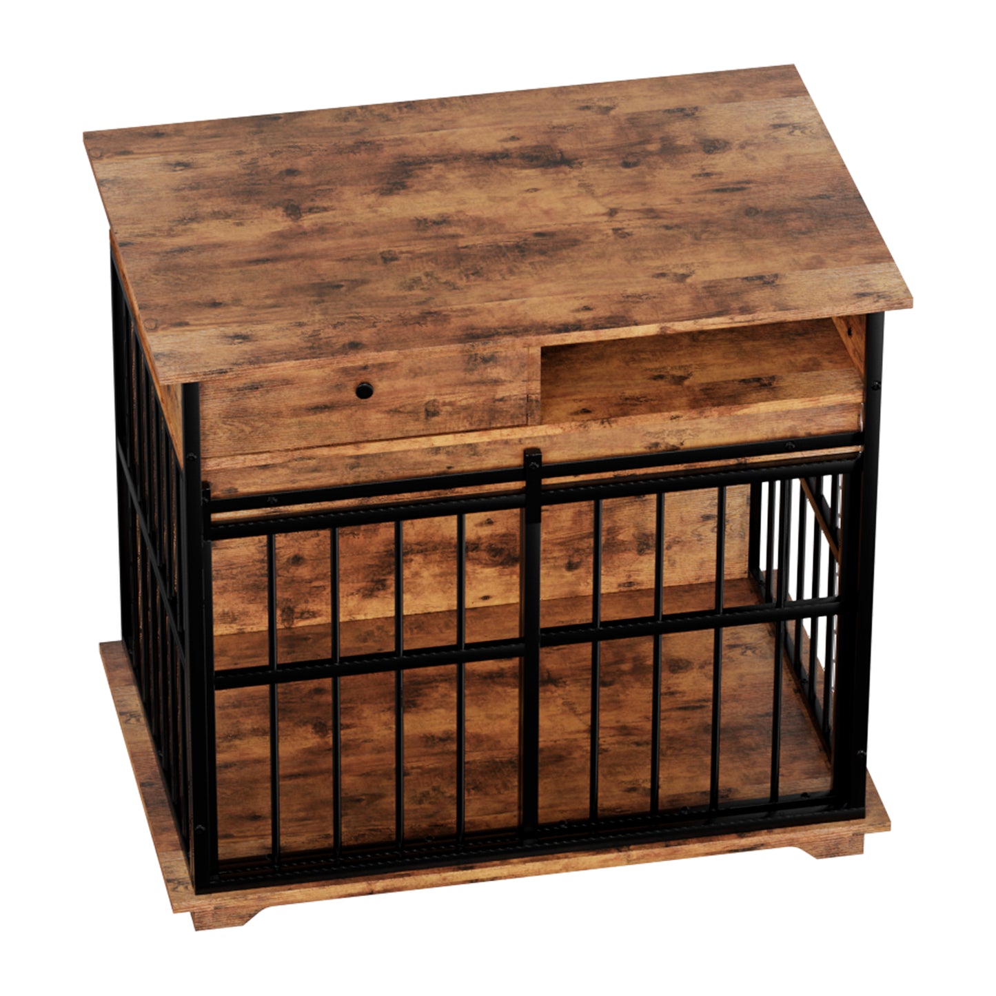 Wooden Dog Crate Furniture with Tray for Medium Large Dogs - Walnut Black