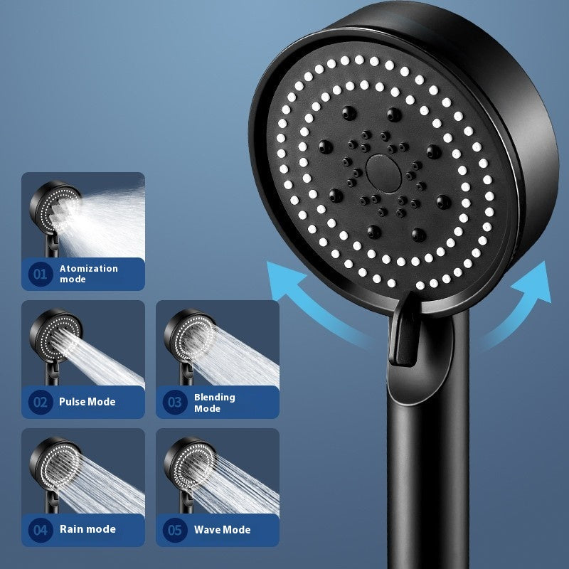 Supercharged Shower Nozzle Set with 5-Speed Handheld Shower Head and 1.5m Hose
