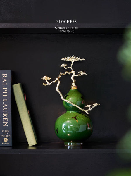 Chinese Style Gourd Desktop Ornament for Living Room - Porcelain Decor