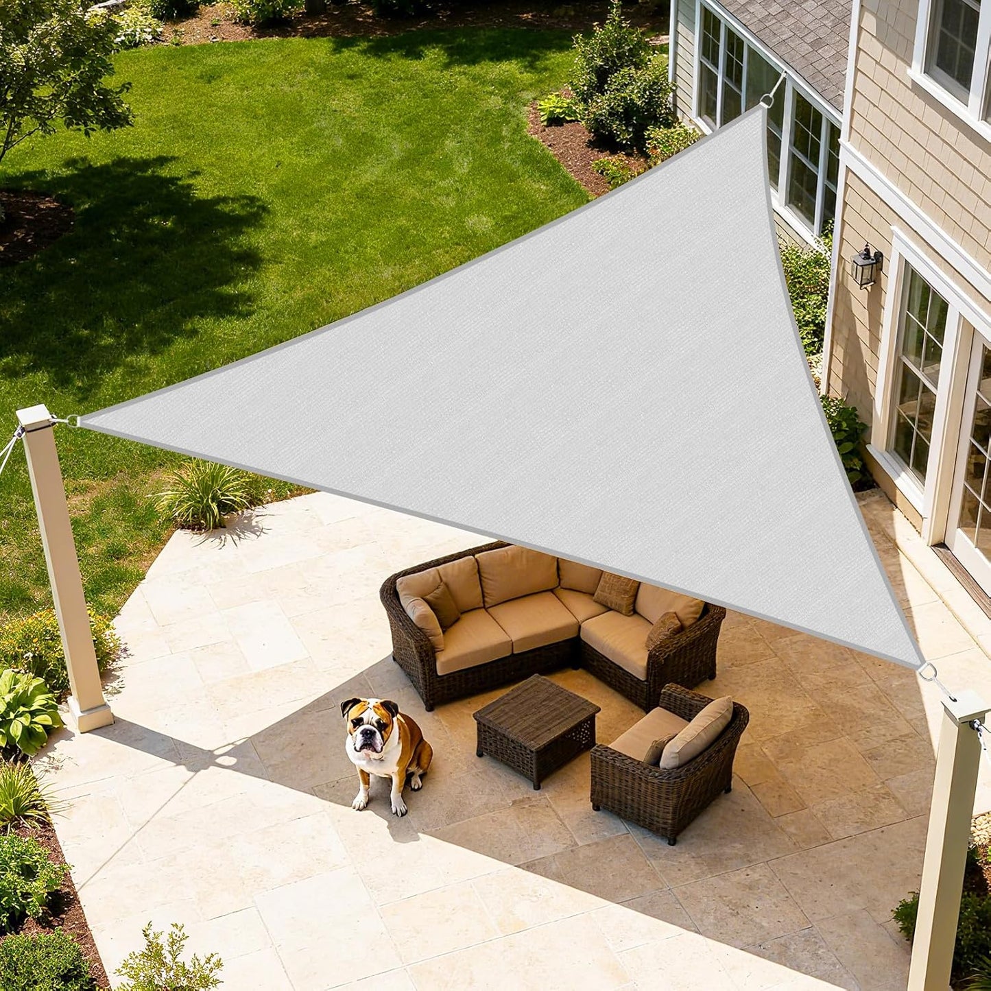 Large Sunshade Sail for Garden & Patio UV Protection 10x10x14 ft - Dark Grey, Mocha, Sand, Light Grey