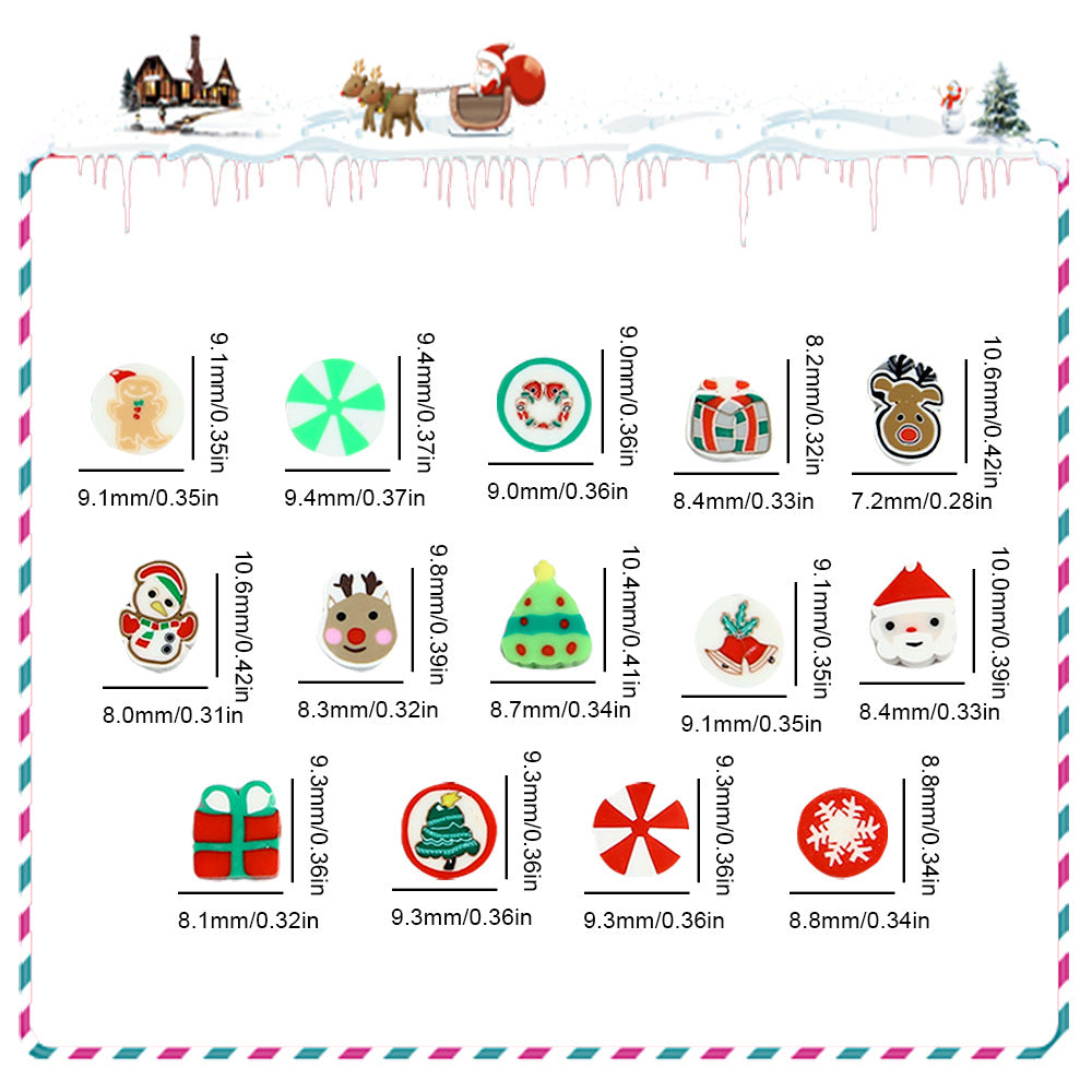 Christmas Soft Pottery Santa Claus Elk Beads - Holiday Craft Supplies
