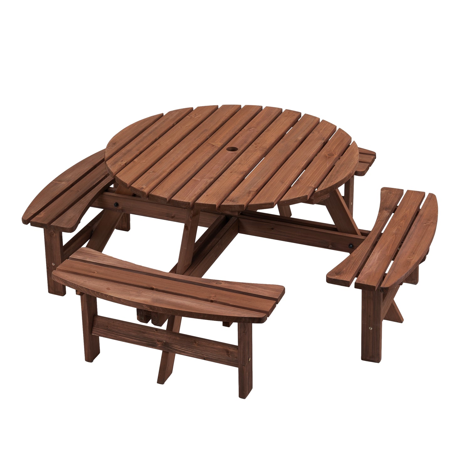 8 Person Wooden Picnic Table, Outdoor Camping Dining Table With Seat,