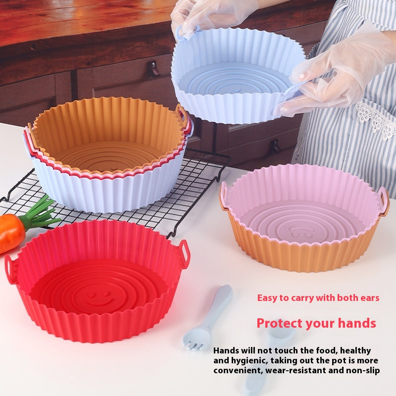 High Temp Silicone Air Fryer Tray - Square Kitchen Baking Mold, Multiple Colors