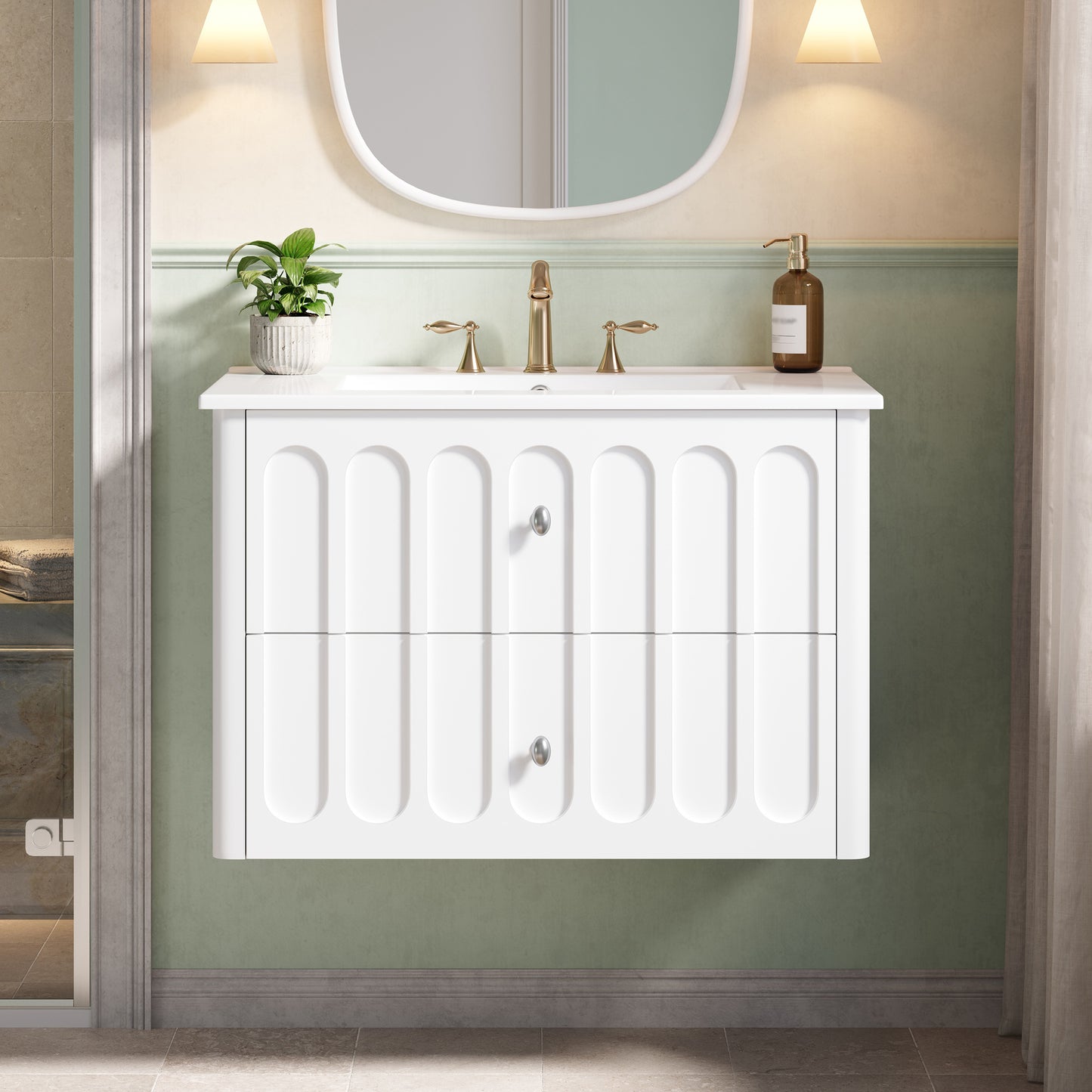 30" Modern Floating Bathroom Vanity with Soft-Close Drawers & Sink