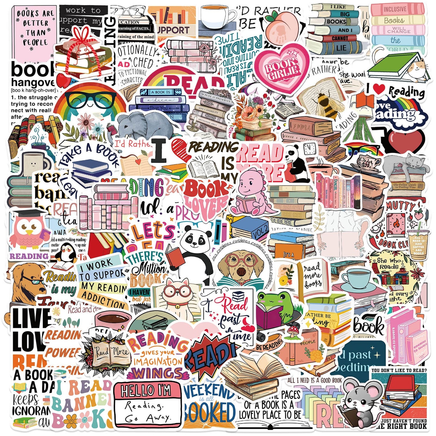 324Pcs Book Stickers - Aesthetic Vinyl Decals for Laptops & Water Bottles