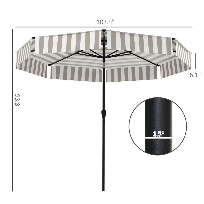 8.6FT Patio Umbrella with UPF 30+ Protection - Light Gray